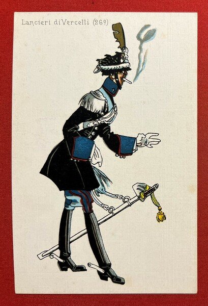 Cartolina Militare Uniformi - Lancieri di Vercelli ( 26° ) … | Immagine principale