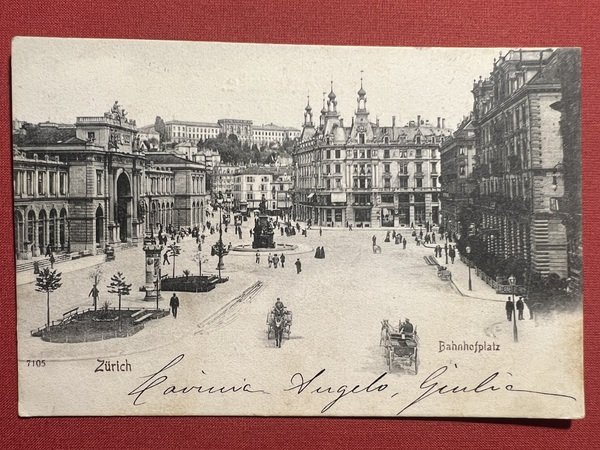Cartolina - Svizzera - Zurich - Bahnhofplatz - 1903