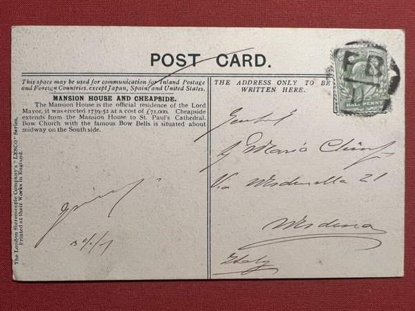 Cartolina - Inghilterra - London - Mansion House and Cheapside …