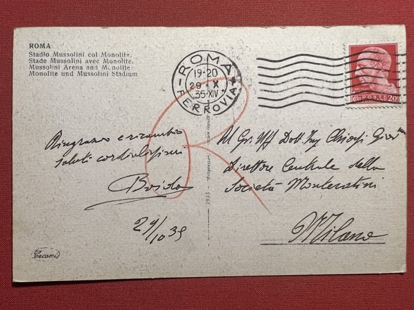 Cartolina - Roma - Stadio Mussolini col Monolite - 1935