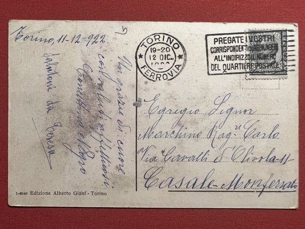 Cartolina - Torino - Via Cernaia - 1922