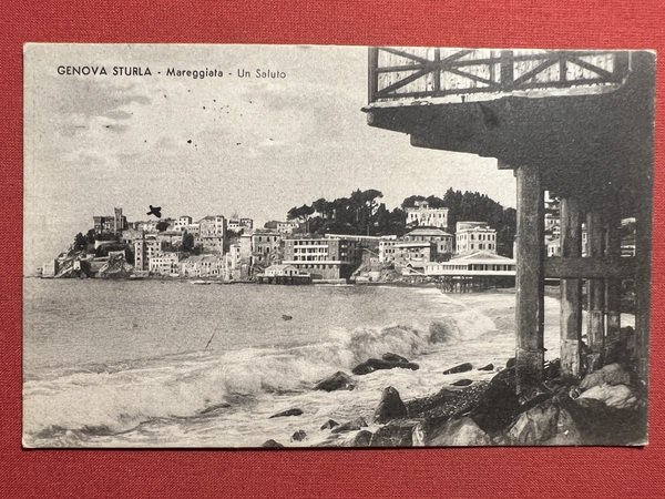 Cartolina - Genova Sturla - Mareggiata - Un Saluto - …