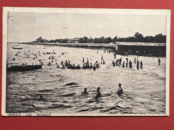 Cartolina - Venezia - Lido - Spiaggia - 1938