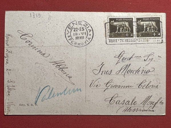 Cartolina - Venezia - Lido - Spiaggia - 1938