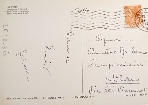 Cartolina - Sestri - Penisola a Levante - 1956
