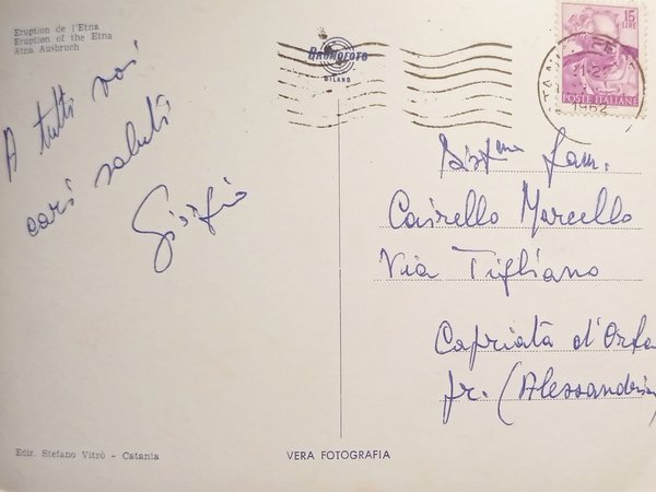 Cartolina - Etna - Eruzione - 1962