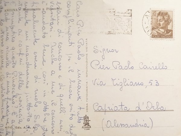 Cartolina - Ancona - Monumento a Pinocchio - 1962