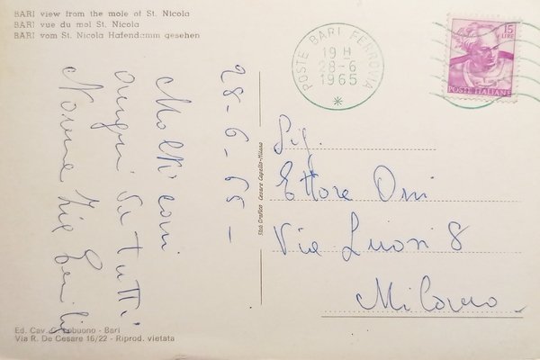 Cartolina - Bari - Vista dal molo S. Nicola - …