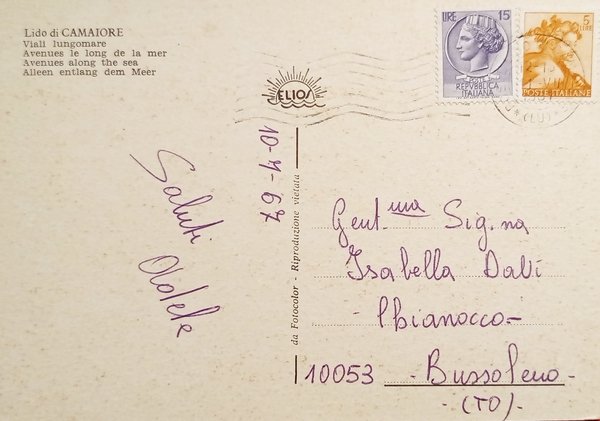 Cartolina - Lido di Camaiore - Viali Lungomare - 1967