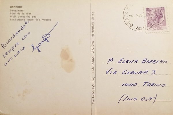 Cartolina - Crotone - Lungomare - 1968