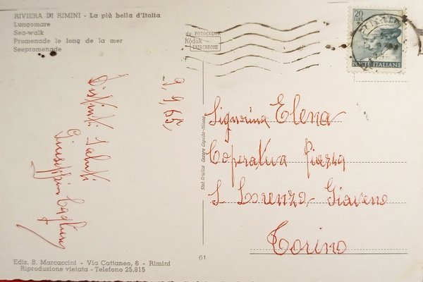 Cartolina - Riviera di Rimini - Lungomare - 1965 | Immagine Gallery 2