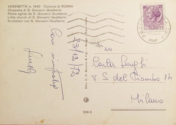 Cartolina Verenetta - Comune di Roana - Chiesetta di S. …