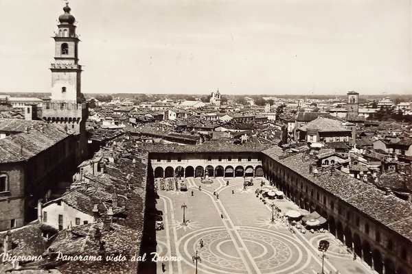 Cartolina - Vigevano - Panorama visto dal Duomo - 1952