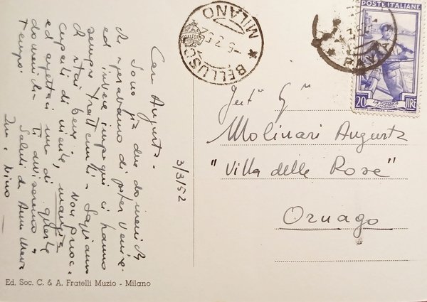 Cartolina - Vigevano - Panorama visto dal Duomo - 1952