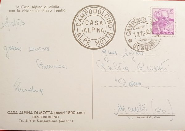 Cartolina - La Casa Alpina di Motta - Campodolcino ( …