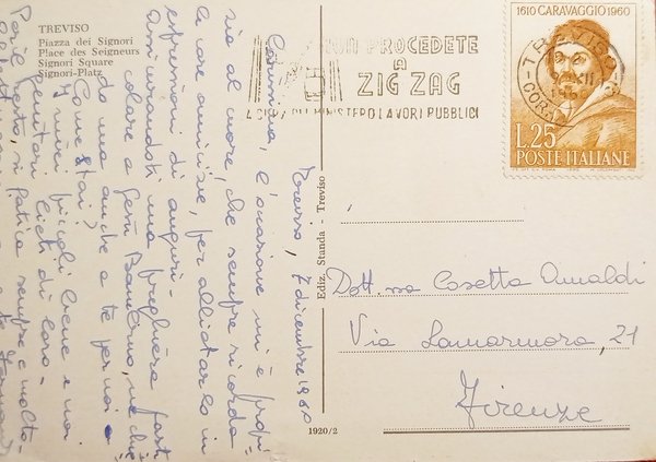 Cartolina - Treviso - Piazza dei Signori - 1960