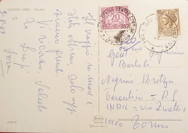 Cartolina - Costumi Sardi - Ploaghe - 1967