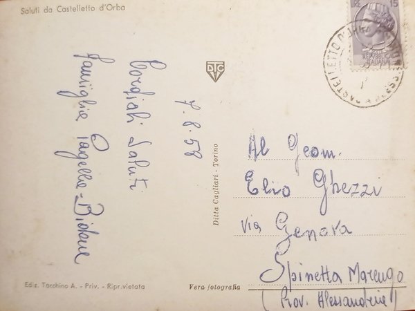 Cartolina - Castelletto d'Orba - Albergo Alfieri - Giardino - …