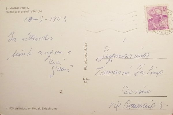 Cartolina - S. Margherita - Spiaggia e Grandi Alberghi - …