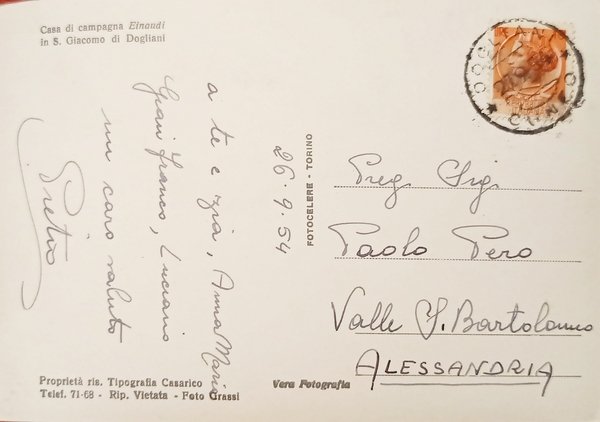 Cartolina - Casa di Campagna Einaudi in S. Giacomo di …