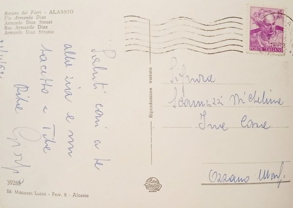 Cartolina - Riviera dei Fiori - Alassio - Via Armando …