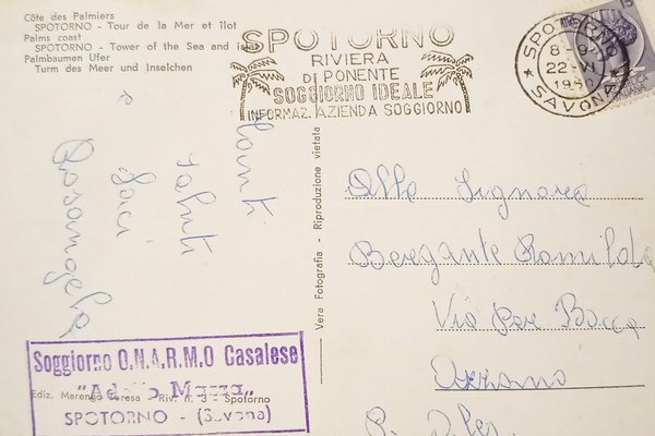 Cartolina - Riviera delle Palme - Spotorno - Torre del …