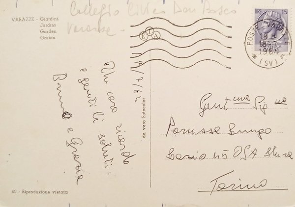 Cartolina - Varazze - Giardini - 1964