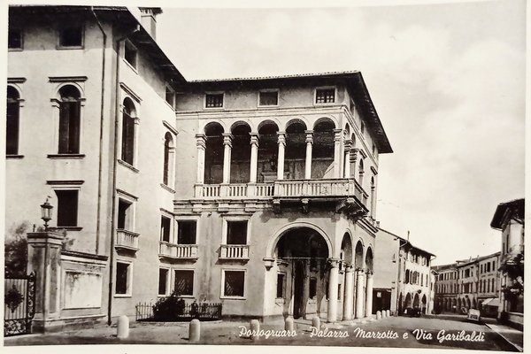 Cartolina - Portogruaro (Venezia) - Palazzo Marzotto e Via Garibaldi …