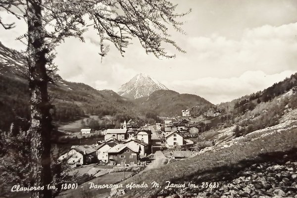 Cartolina - Clavieres - Panorama sfondo M. Janus - 1957