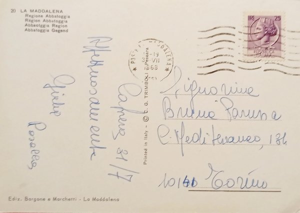 Cartolina - La Maddalena - Regione Abbatoggia - 1968