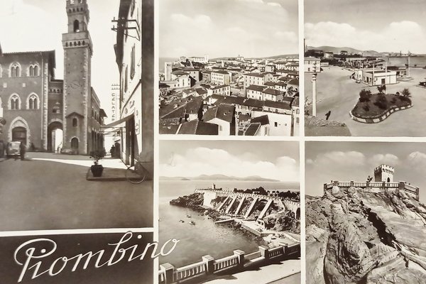 Cartolina - Piombino (Livorno) - Vedute diverse - 1955