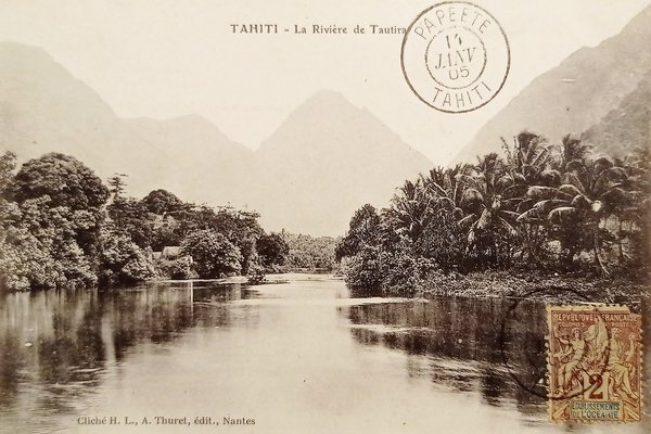 Cartolina - Tahiti - La Riviere de Tautira - 1905 …