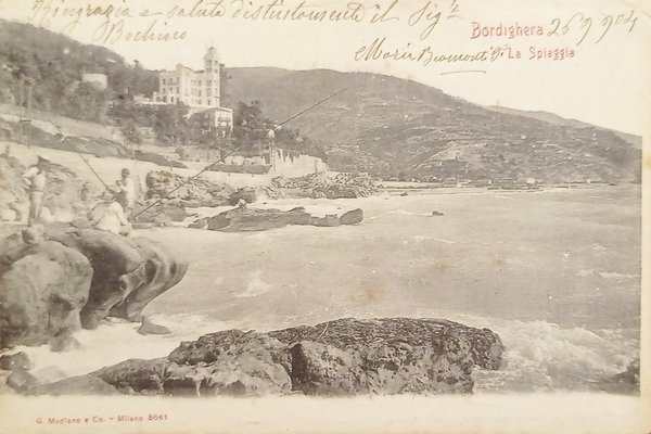 Cartolina - Bordighera - La Spiaggia - 1904