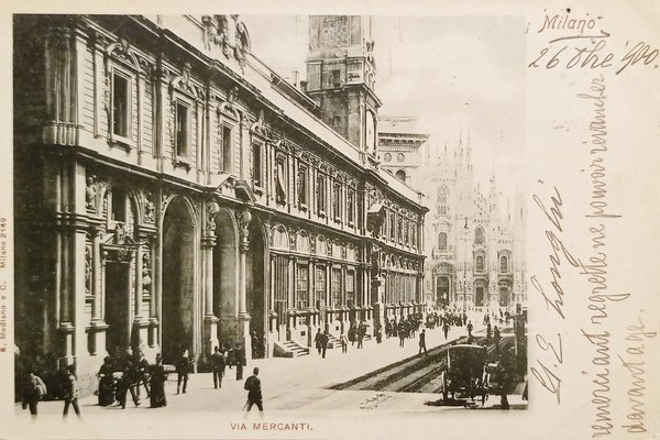 Cartolina - Milano - Via Mercanti - 1901