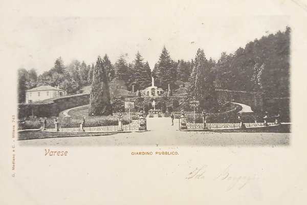 Cartolina - Varese - Giardino Pubblico - 1900