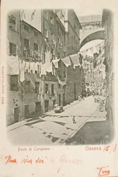 Cartolina - Genova - Ponte di Carignano - 1908