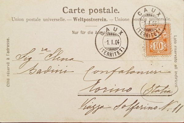 Cartolina - Francia - Caux en Hiver - 1904