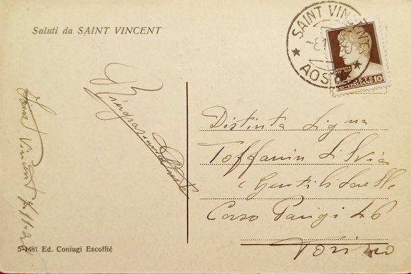 Cartolina - Saint Vincent ( Valle d'Aosta ) - Hotel …