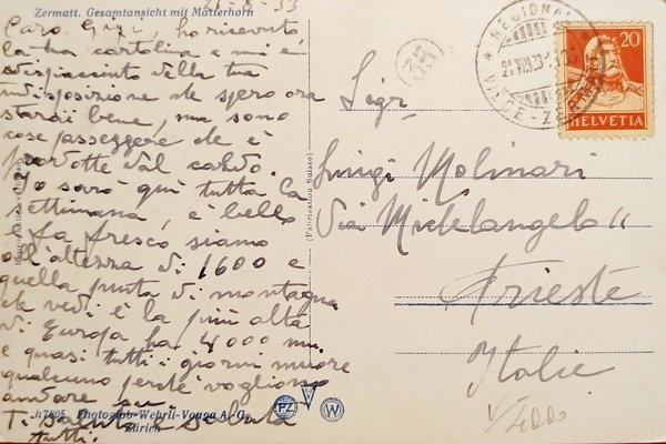 Cartolina - Zermatt - Gesamtansicht mit Matterhorn - 1933