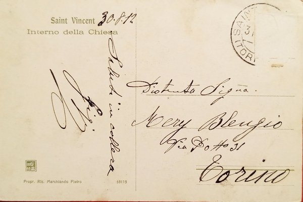 Cartolina - Saint Vincent ( Valle d'Aosta ) - Interno …