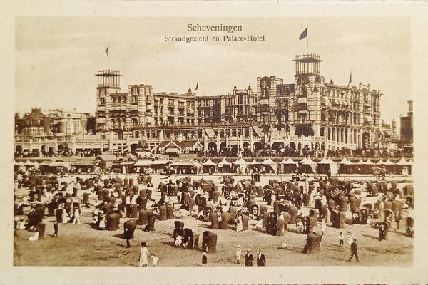 Cartolina - Paesi Bassi - Scheveningen - Strandgezicht en Palace-Hotel …