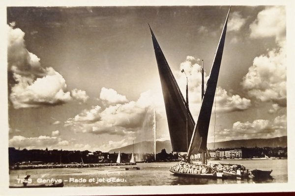 Cartolina - Geneve - Rade et Jet d'Eau - 1930 …