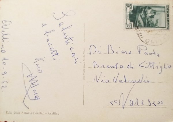 Cartolina - Avellino - Via Francesco de Sanctis - 1952