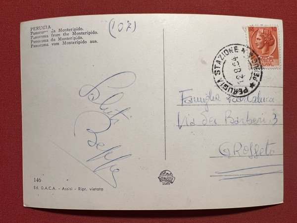 Cartolina - Perugia - Panorama da Monteripido - 1954