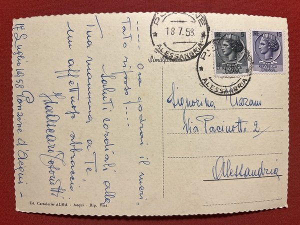 Cartolina - Ponzone ( Alessandria) - Panorama - 1958