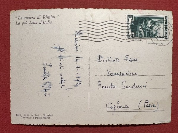 Cartolina - Rimini - Spiaggia - 1952