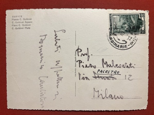 Cartolina - Trieste - Piazza C. Goldoni - 1952