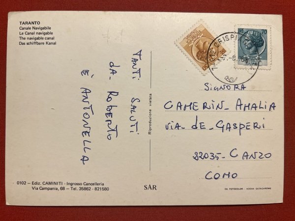 Cartolina - Taranto - Canale Navigabile - 1976
