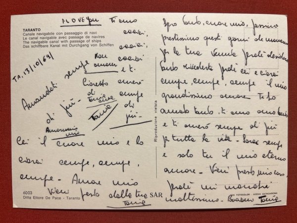 Cartolina - Taranto - Canale Navigabile con Passaggio di Navi …