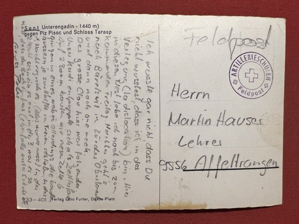 Cartolina - Sent Unterengadin gegen Piz Pisoc und Schloss Tarasp …